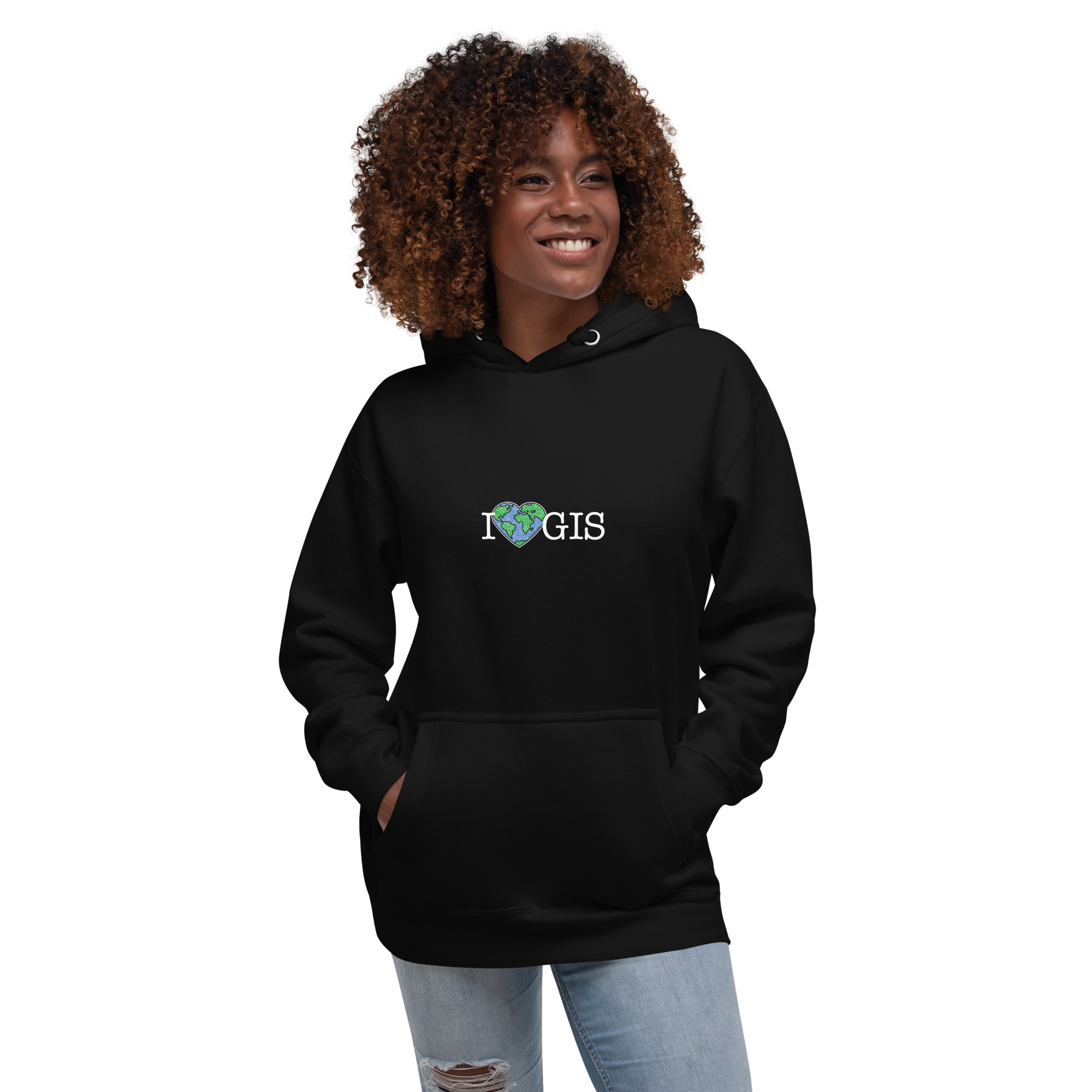 I Love GIS Unisex Hoodie (White Text) - Image 2