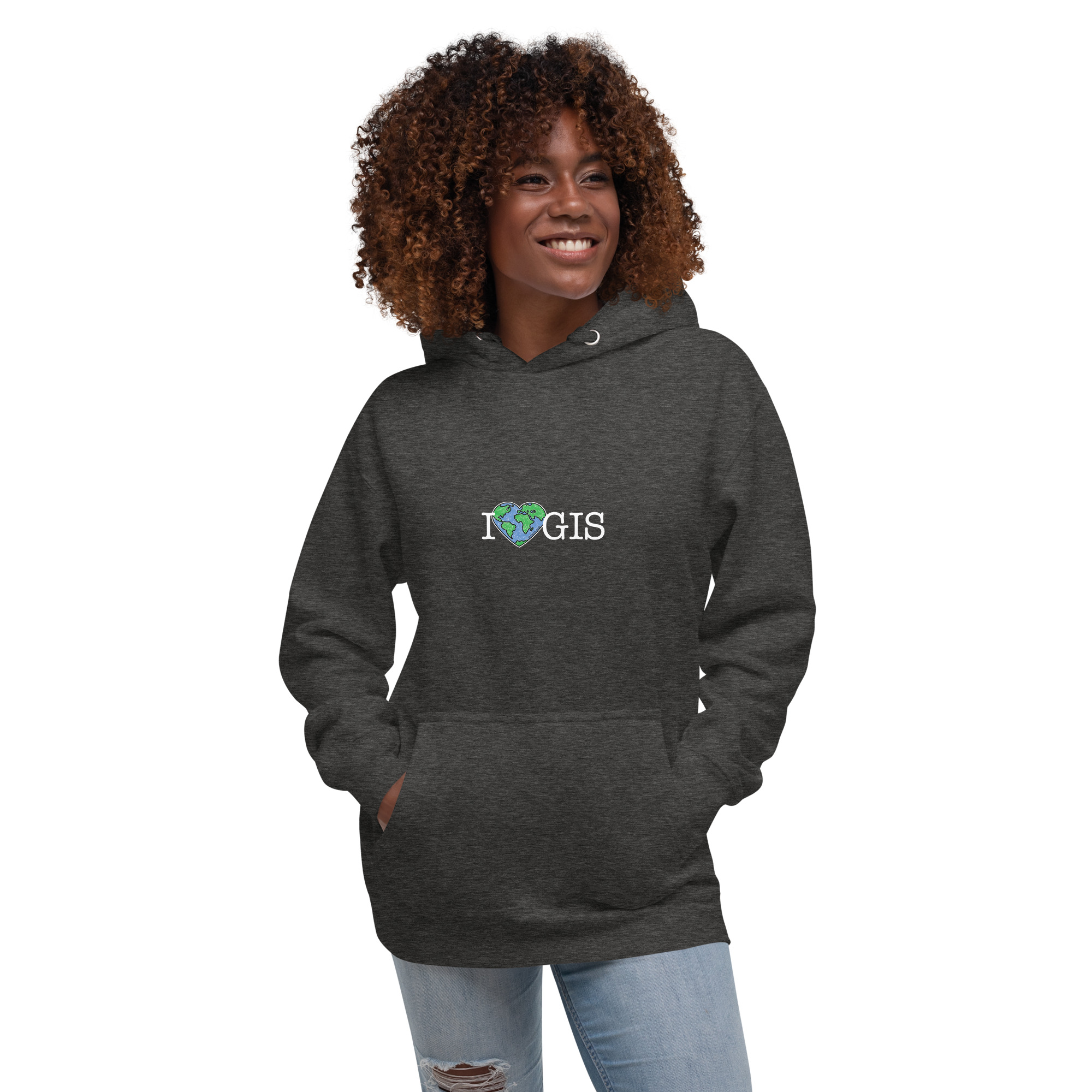 I Love GIS Unisex Hoodie (White Text) - Image 7