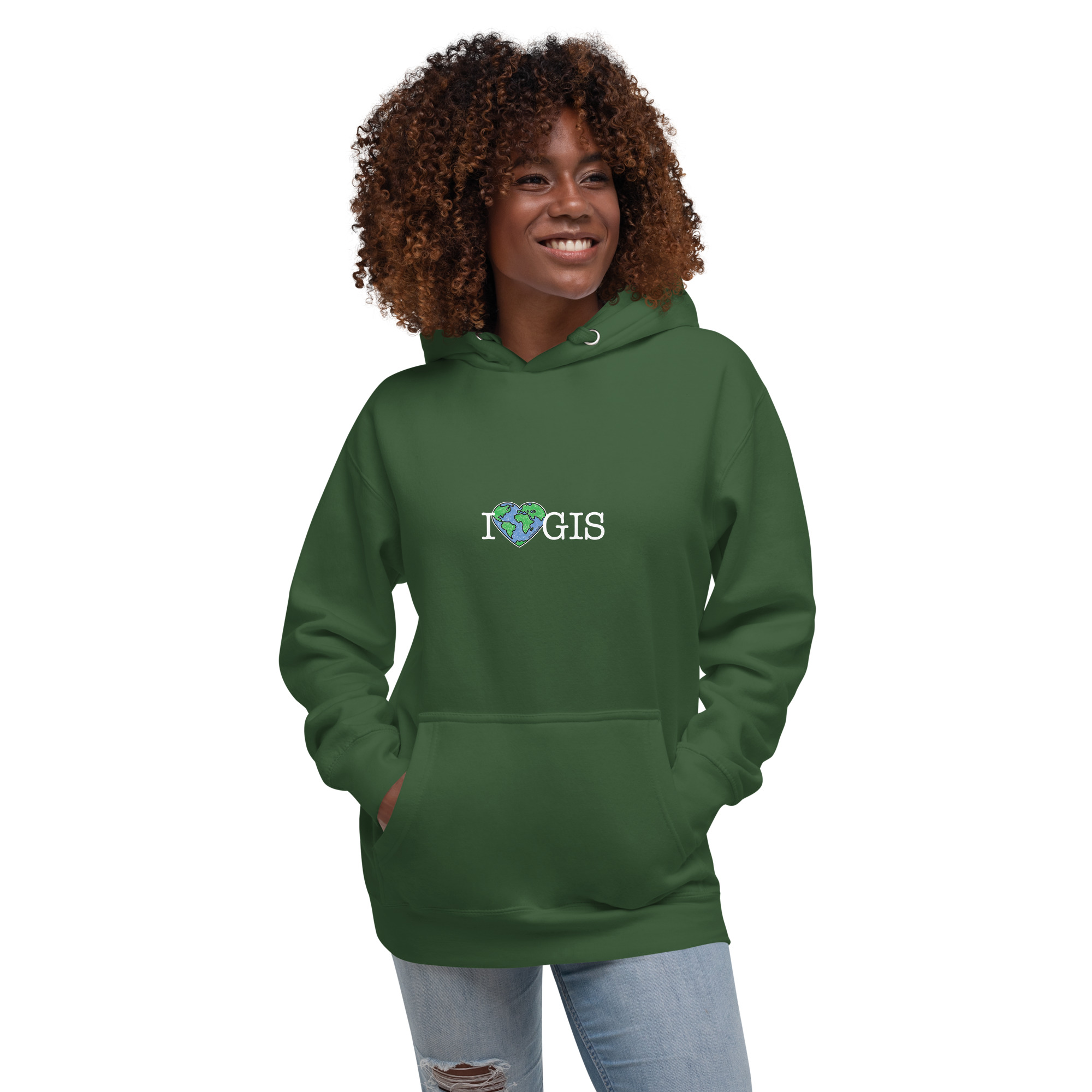 I Love GIS Unisex Hoodie (White Text) - Image 15