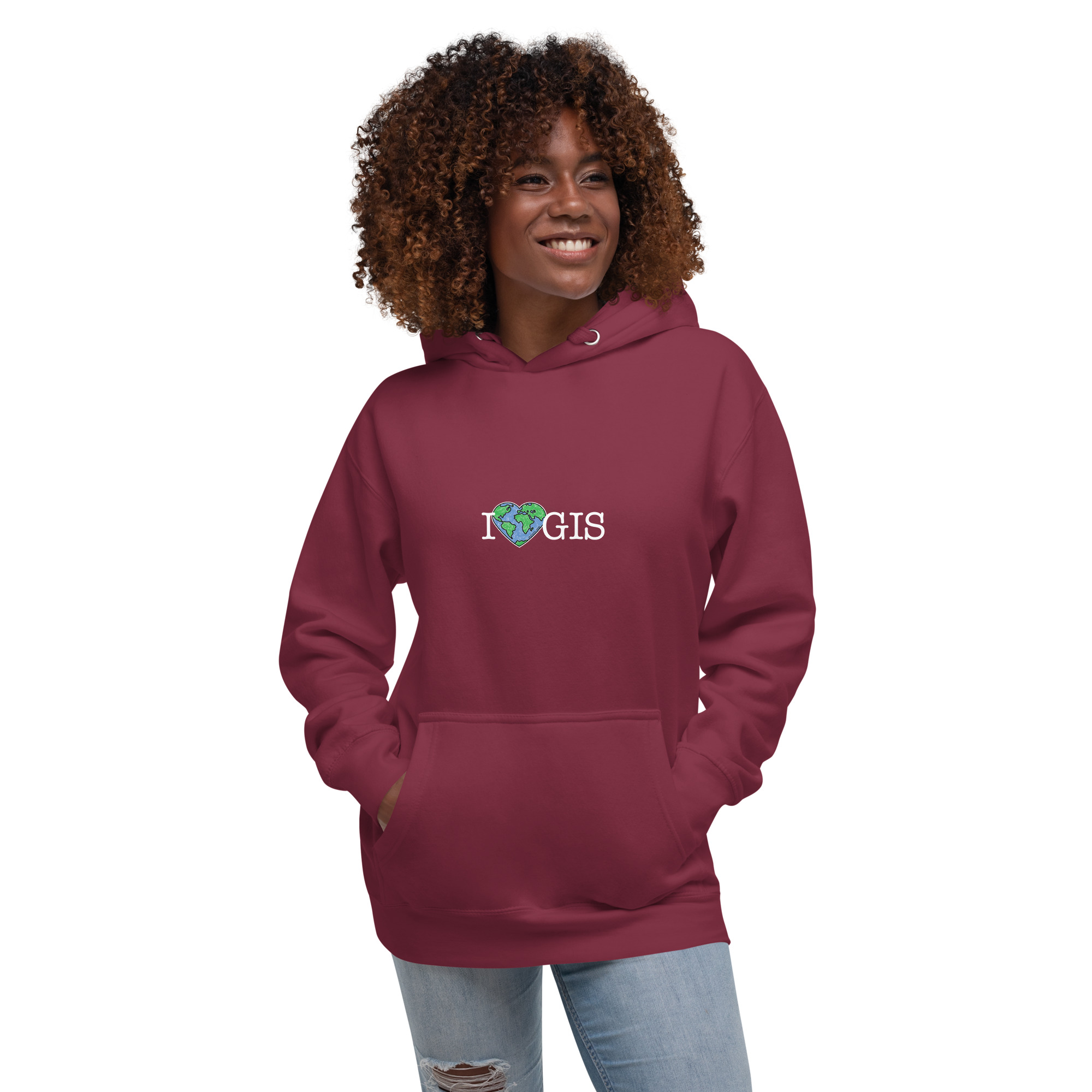 I Love GIS Unisex Hoodie (White Text) - Image 5