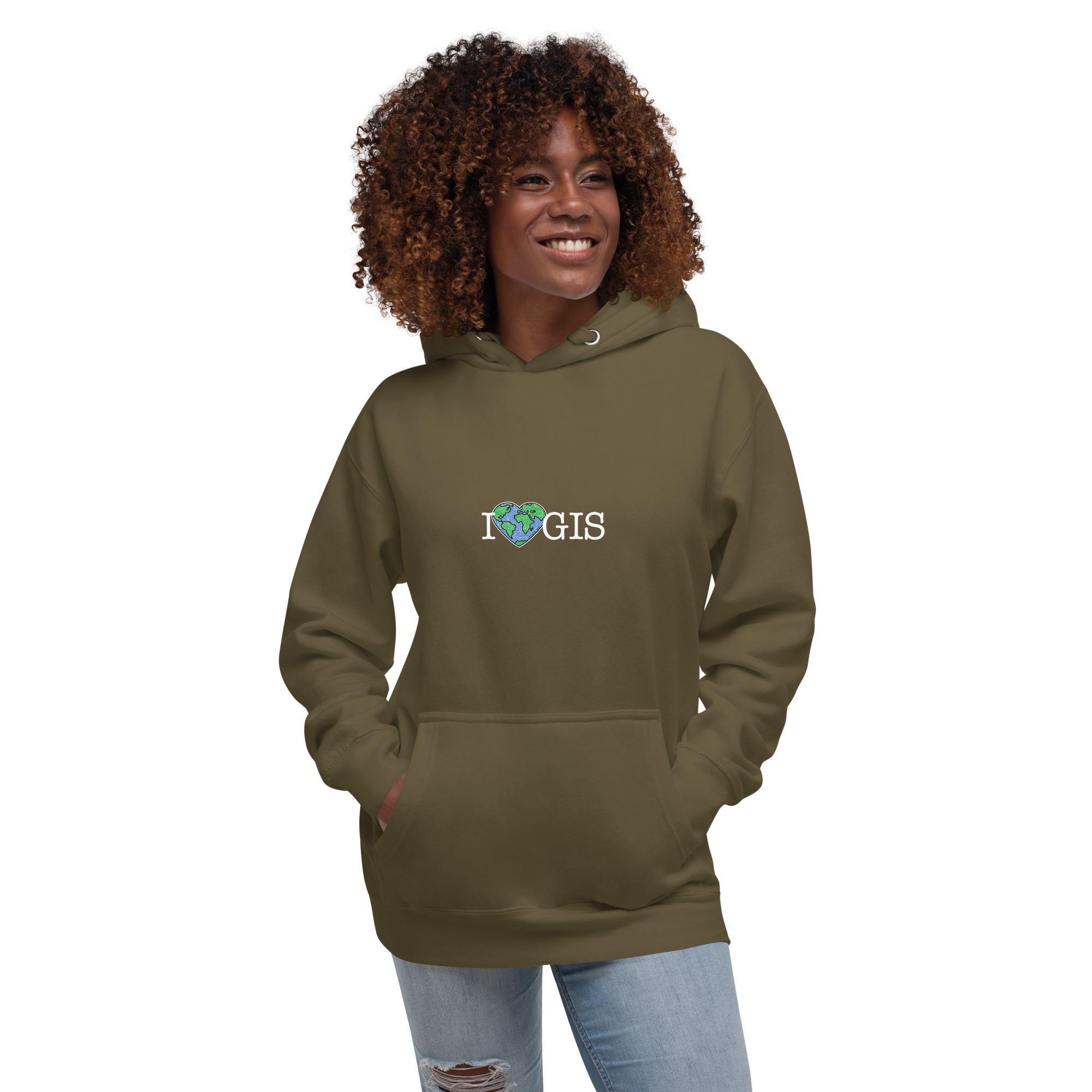 I Love GIS Unisex Hoodie (White Text) - Image 17