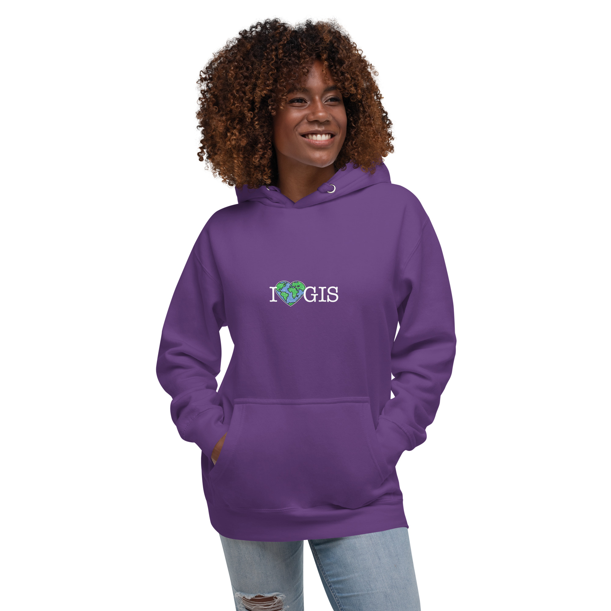 I Love GIS Unisex Hoodie (White Text) - Image 13