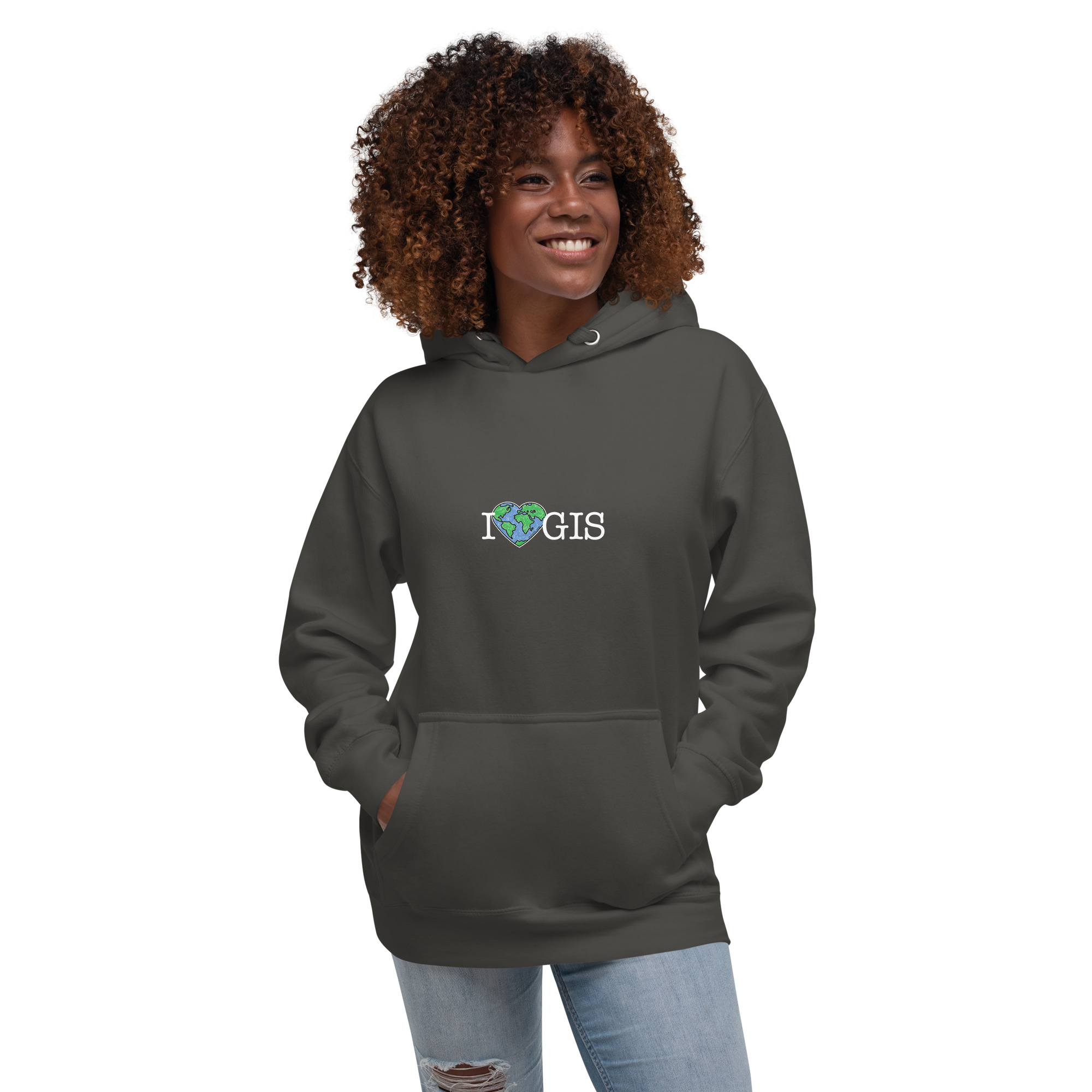 I Love GIS Unisex Hoodie (White Text) - Image 9